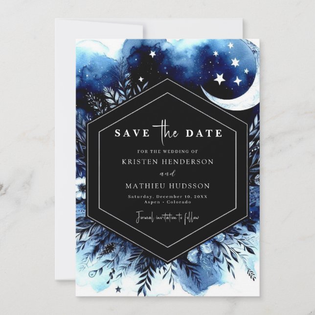 Save The Date Moonlit Rustique minimal Mariage (Devant)
