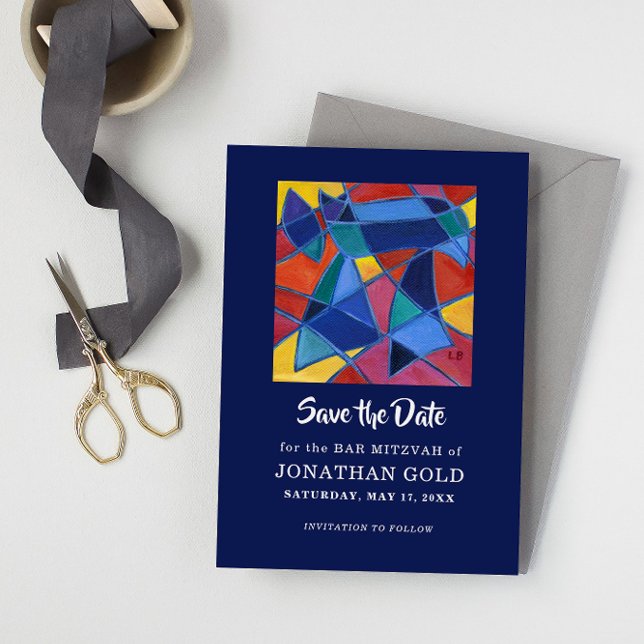 Save The Date Mot hébreu peint "Chai" - Vie ("Chai" Save the Date: bar mitzvah, bat mitzvah, b'mitzvah)