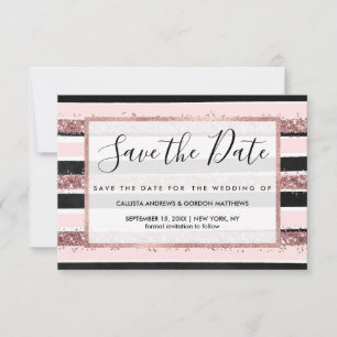 Save The Date Motif à rayures pailletées rose gold et noir fémin