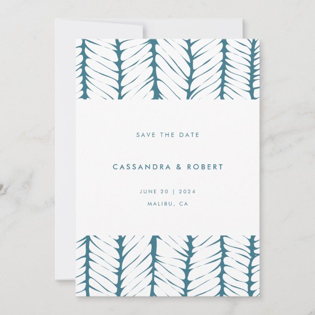 Save The Date Motif Abstrait moderne Mariage Turquoise (Devant)