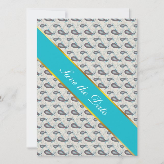 Save The Date Motif Champagne Paisley (Devant)