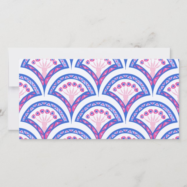 Save The Date motif damassé floral bleu (Devant)