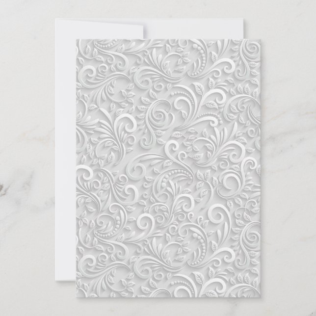 Save The Date motif de design de feuille tourbillon blanc (Devant)
