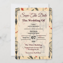 Motif de mariage fleur sauvage plume bohème éthéré