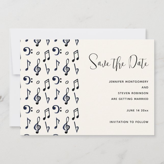 Save The Date Motif de notes musicales mignonnes (Devant)