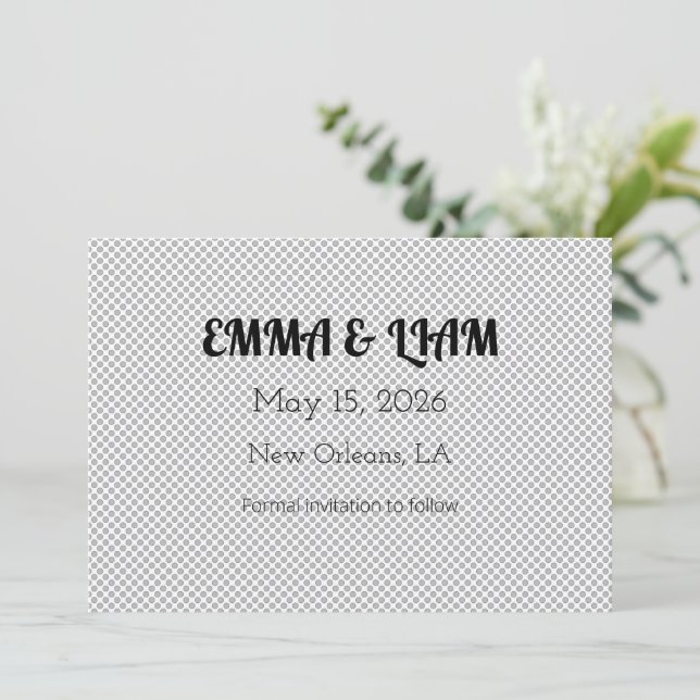 Save The Date Motif de point de Polka gris minimal (Debout devant)