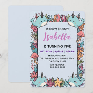 Save The Date Motif de poisson narval mignon aquarelle sous la m