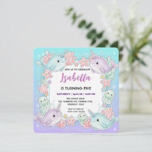 Save The Date Motif de poisson narval mignon aquarelle sous la m