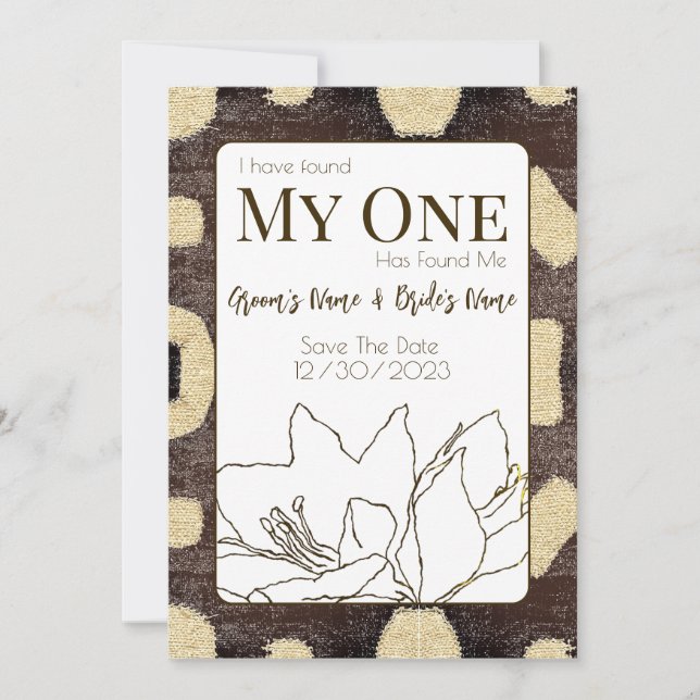 Save The Date Motif de tissu de boue Kuba Mariage tribal africai (Devant)