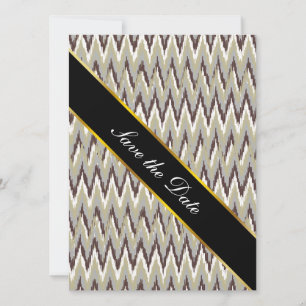 Save The Date Motif de zigzag d'iKat de café et de sauge