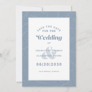Save The Date Motif moderne Dusty Blue Fiançailles Mariage Enreg