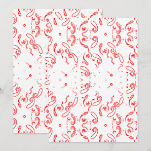 Save The Date Motif Paisley Rouge Blanc – Impression Florale d'A