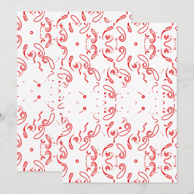 Save The Date Motif Paisley Rouge Blanc – Impression Florale d'A (Devant / Derrière)