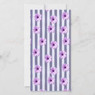 Save The Date motif rayé avec des marguerites violettes