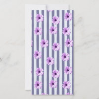 motif rayé avec marguerites violettes