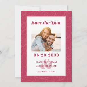 Save The Date Motif rouge magenta moderne   Enregistrer la photo