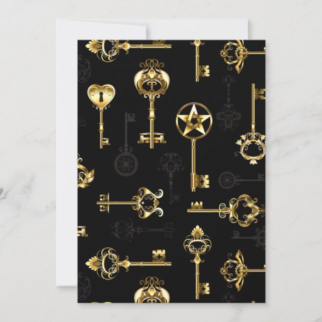 Save The Date Motif sans couture avec des clés dorées (Devant)