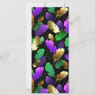 Save The Date Motif sans couture avec des plumes de Mardi Gras