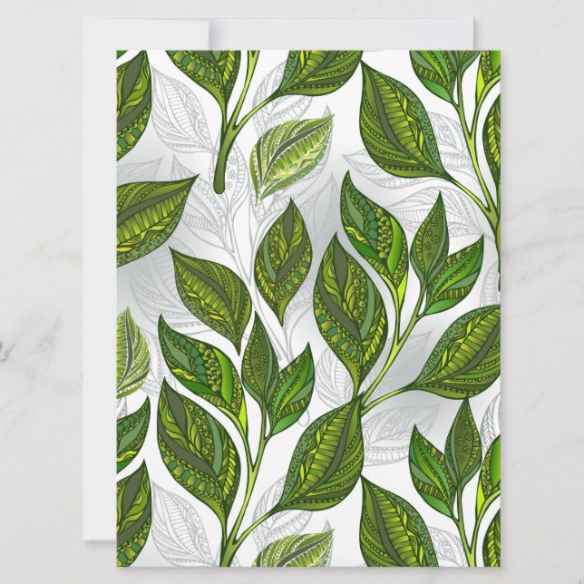 Save The Date Motif sans couture avec Feuilles de thé vert (Devant)