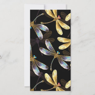 Save The Date Motif sans couture avec libellules d'or