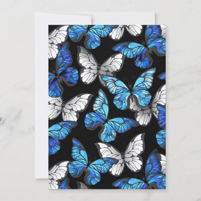 Save The Date Motif sans couture foncé avec papillons bleus Morp (Devant)