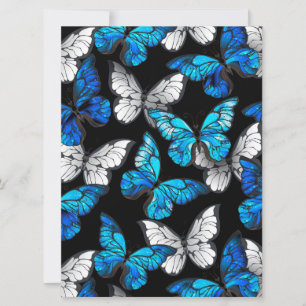 Save The Date Motif sans couture foncé avec papillons bleus Morp