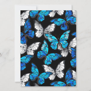 Save The Date Motif sans couture sombre avec papillons bleus Mor