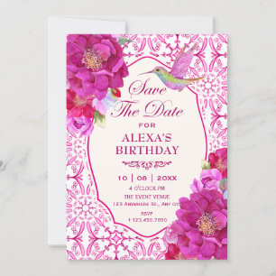 Save The Date motifCarreau artistique floral rose