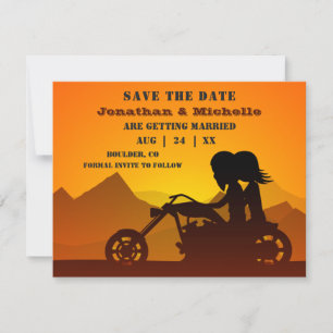Save The Date Moto Couple Mountain Sunset/Sunrise Mariage