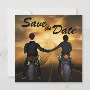 Save The Date Motos à équitation couple Mariage de coucher de so