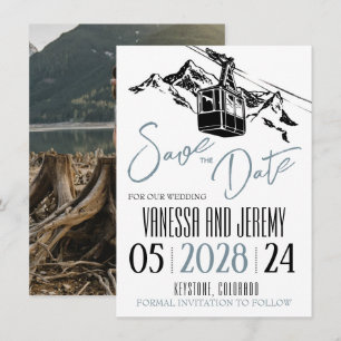 Save The Date Mountain Love Dusty Blue