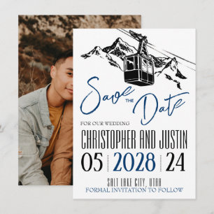Save The Date Mountain Love Marine Blue