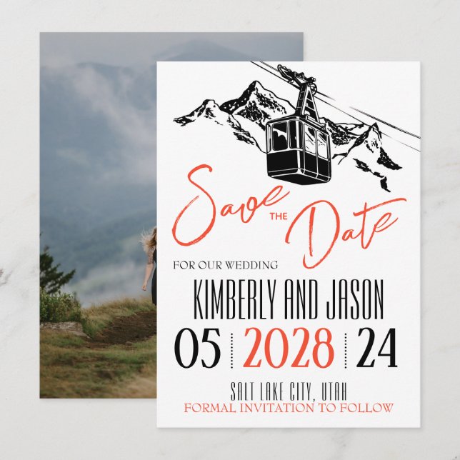 Save The Date Mountain Love Orange (Devant / Derrière)