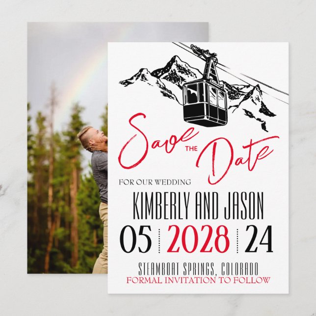 Save The Date Mountain Love Red (Devant / Derrière)