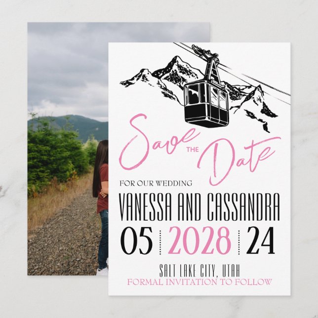 Save The Date Mountain Love Rose (Devant / Derrière)