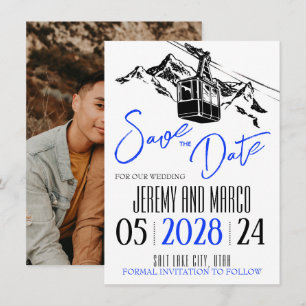 Save The Date Mountain Love Royal Blue