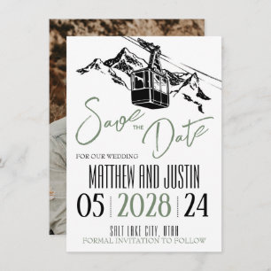 Save The Date Mountain Love Sage Green