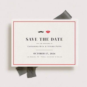 Save The Date Moustache & lèvres Mariage risqué Enregistrer la d