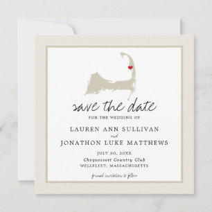 Save The Date Movable Red Heart Wellfleet Cape Cod Map Mariage