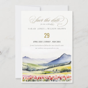 Save The Date Moyenne Pays Printemps Floral Paysage Mariage dans
