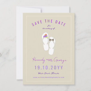 Save The Date Mr & Mrs Flip Flops Daisies Beach Wedding Photo