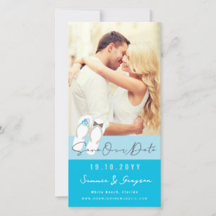 Save The Date Mr & Mrs Flip Flops Daisies Beach Wedding Photo