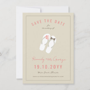 Save The Date Mr & Mrs Flip Flops Daisies Beach Wedding Photo