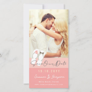 Save The Date Mr & Mrs Flip Flops Daisies Beach Wedding Photo