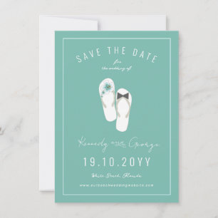 Save The Date Mr & Mrs Flip Flops Hibiscus Beach Mariage Photo