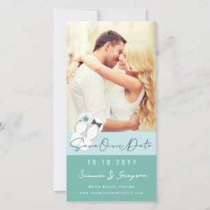 Save The Date Mr & Mrs Flip Flops Hibiscus Beach Mariage Photo