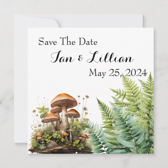 Save The Date Mushroom Rustique Mariage Épargnez la Date (Devant)