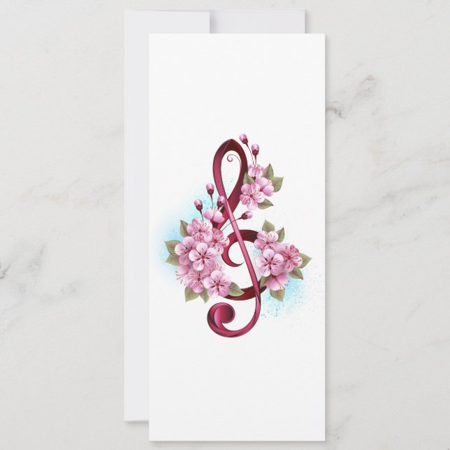 Save The Date Musical treble clef notes with sakura flowers (Devant)