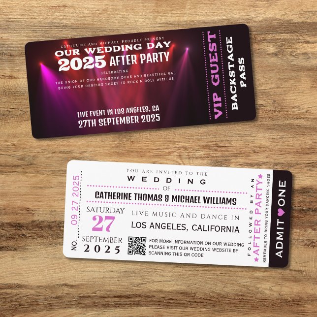 Save The Date Musique Concert VIP Billet avec QR Code (Créateur téléchargé)