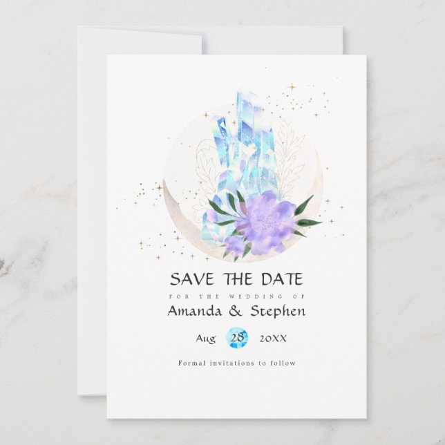 Save The Date Mystical Boho Crystal Moon Wedding Enregistrer La  (Devant)